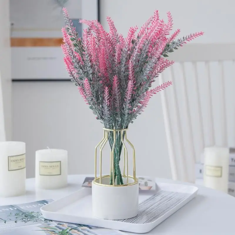 

1PC Artificial Plants Scrapbook Plastic Lavender Vases Home Decor Ornamental Flowerpot Party Wedding Decorative Flowers Diy Gift