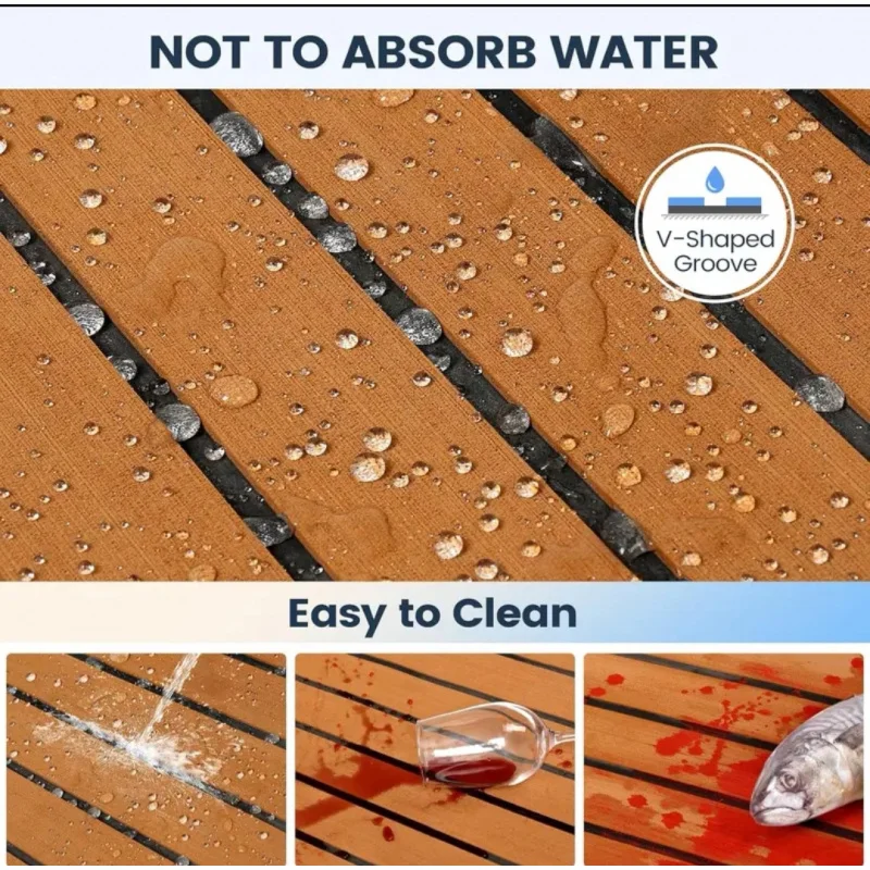 [Piso de barco/deck de espuma EVA antiderrapante] 240 cm × 60 cm RedLuck Blueprint Barcos de atualização de teca falsa, RVs, mais! Marinha