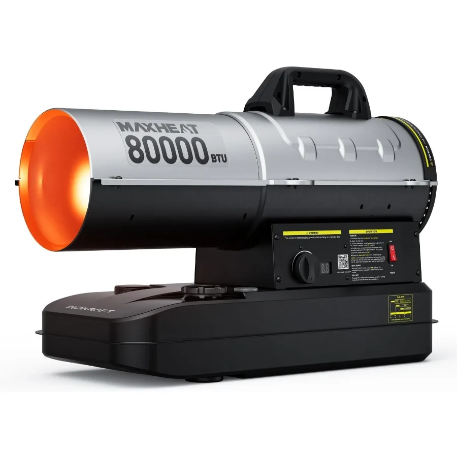 

80000 BTU Kerosene Forced Air Heater Compact Portable Design Thermostat with LED Display Overheat Protection CSA Certified for