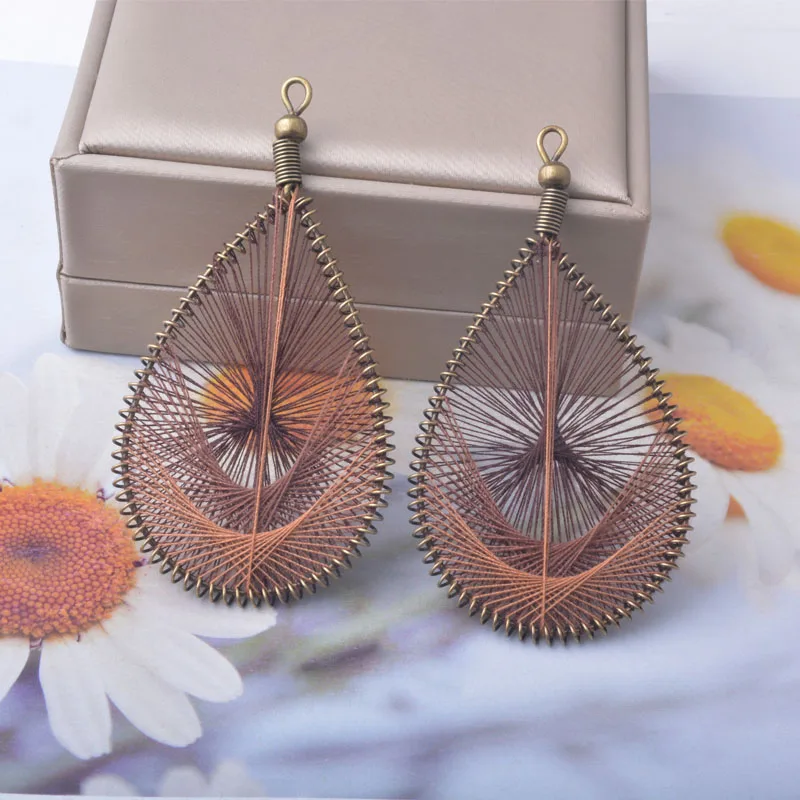 4 Stück/Set Böhmischer Stil Antike Bronze Wassertropfen-Quaste Großer Langer Anhänger DIY Damen Ohrringe und Halskette – Detail 6