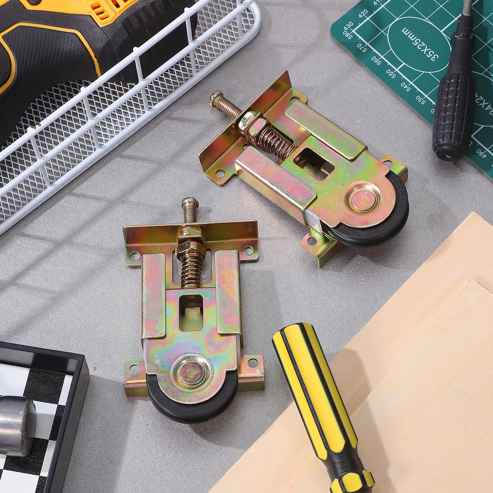 2 قطعة استبدال الأسطوانة المنزلقة عجلات تحمل الكرة لأبواب خزانة الملابس ارتفاع قابل للتعديل هيكل فولاذي متين