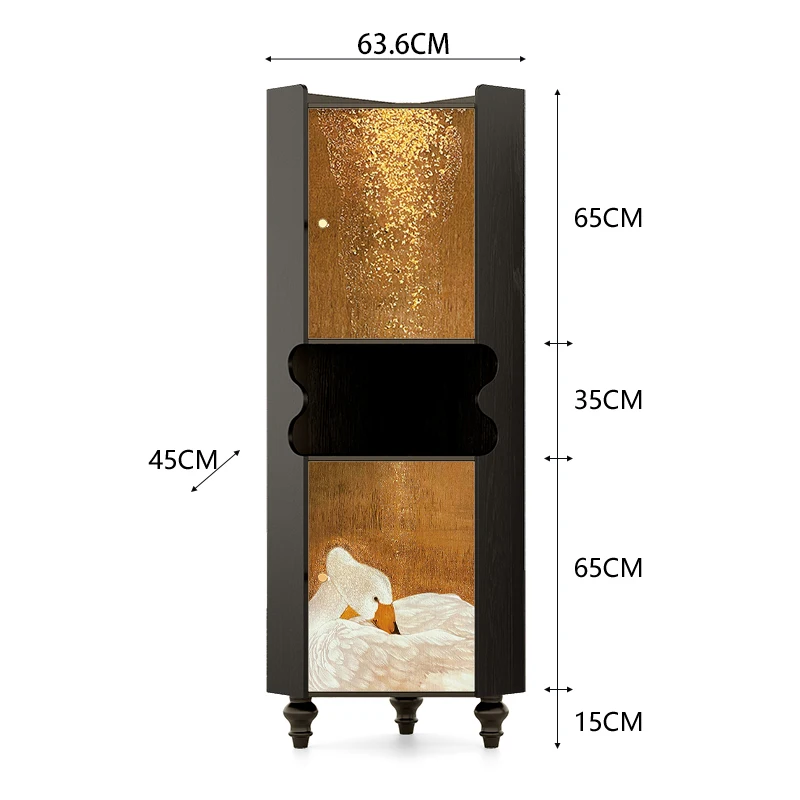 

French medieval gilt swan corner cabinet living room solid wood storage triangular cabinet entrance decorative cabinet storage
