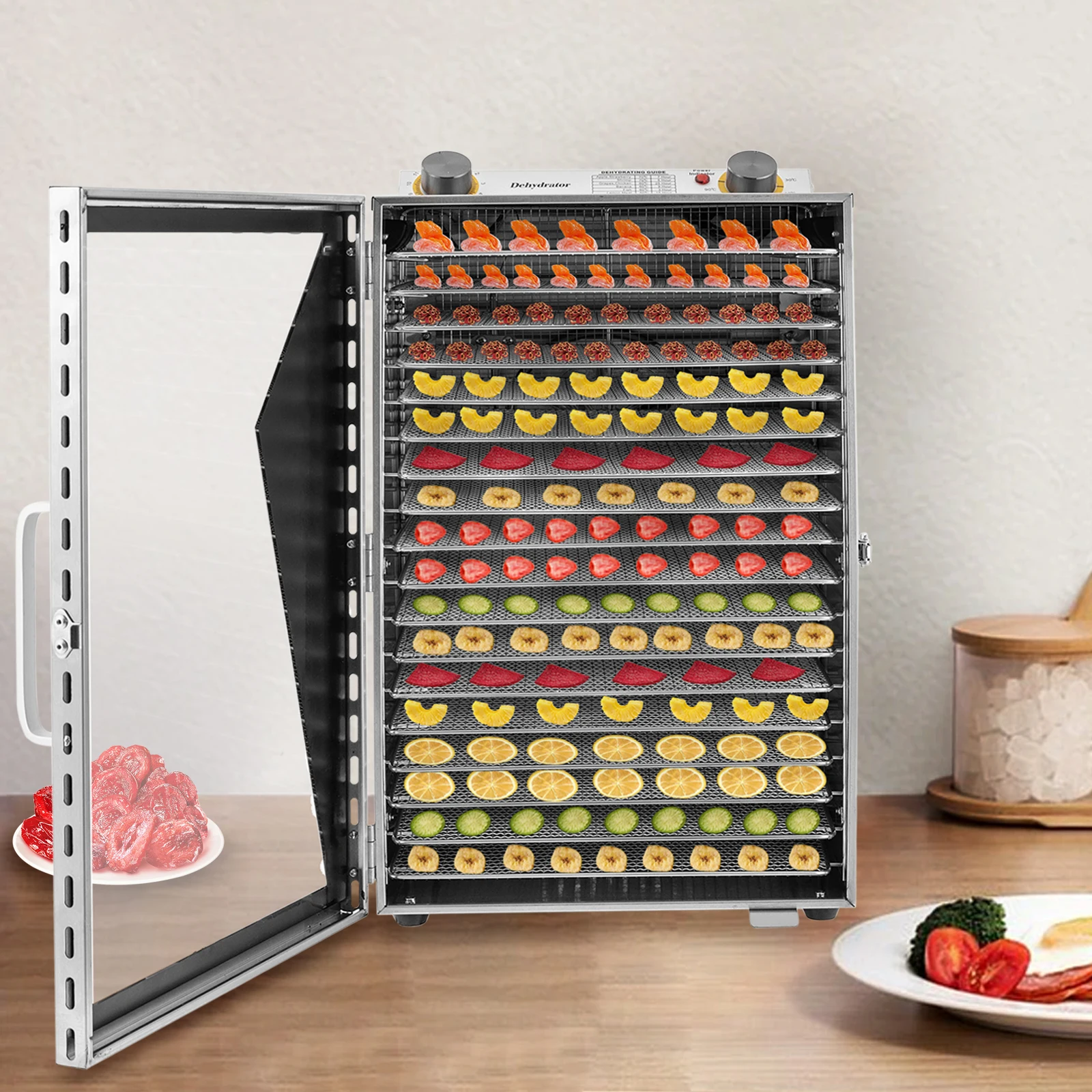 18 Trays Food Dehydrator Stainless Steel Fruit Dryer Machine with Adjustable Timer for Jerky Meat Herbs Pet Treats Bulk Drying
