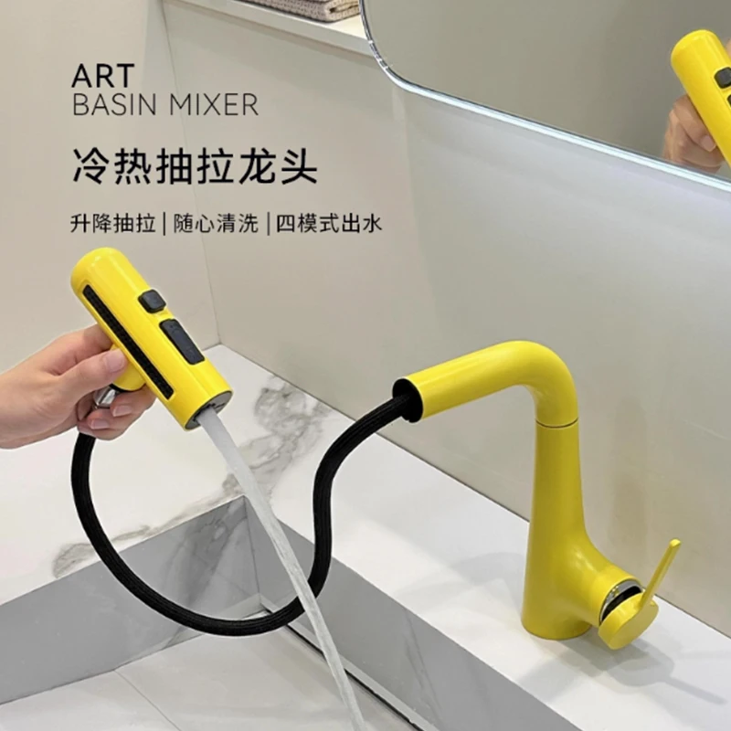 

Kitchen Sink Faucet Pull Out Rotation Waterfall Stream Sprayer Stainless Steel Tap Hot Cold Mixer Faucet Deck Mounted