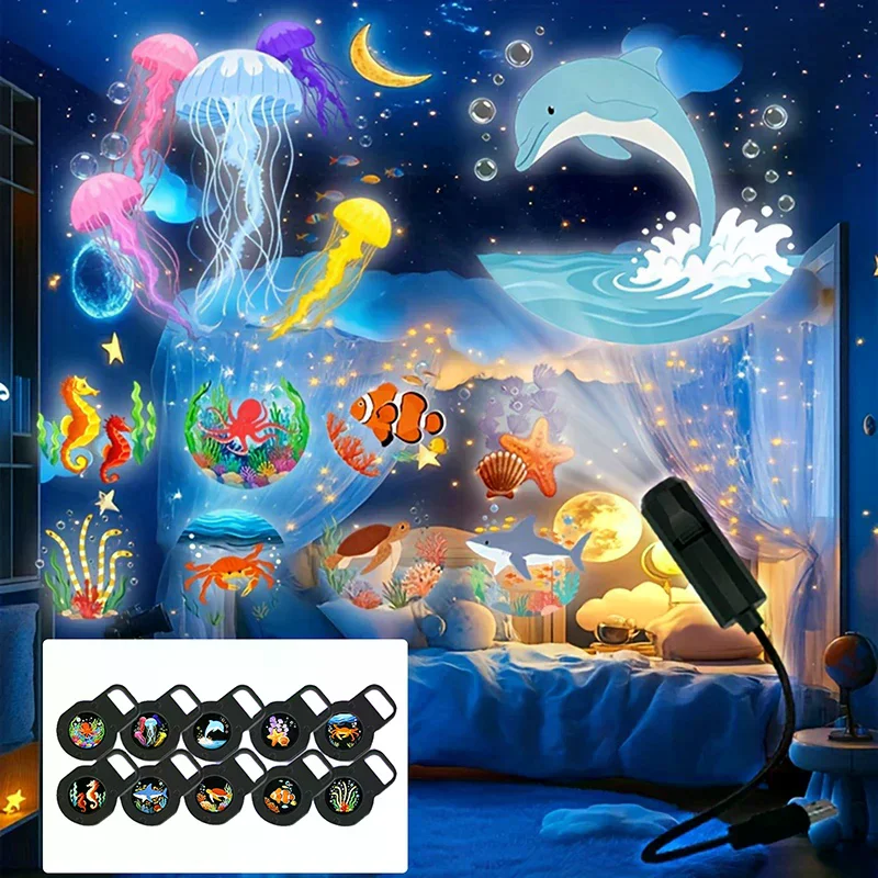 LED Projection Light USB LED Projector LED USB Ocean Life LED Projection Lamp LED Projector With 10 Patterns