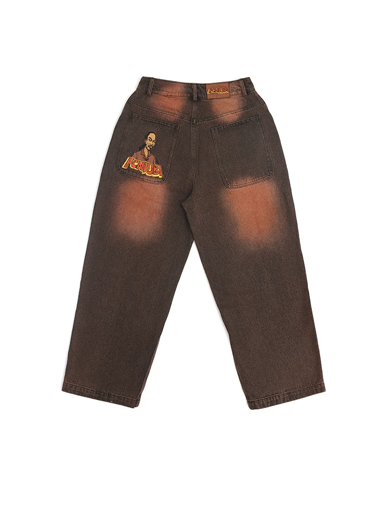 

Джинсы NIUBI в стиле ретро, американские, для скейтбординга, с мультяшной вышивкой, прямые, молодежные, повседневные, износостойкие