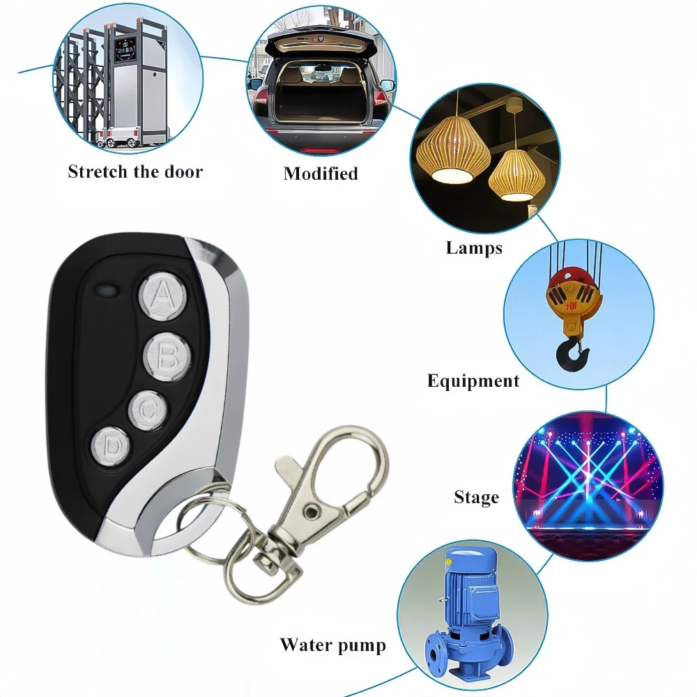 4 Channel 433mhz Cloning Gate Garage Remote Control Universal Wireless Copy Code Electric Cloning RF Wireless Transmitter ABCD