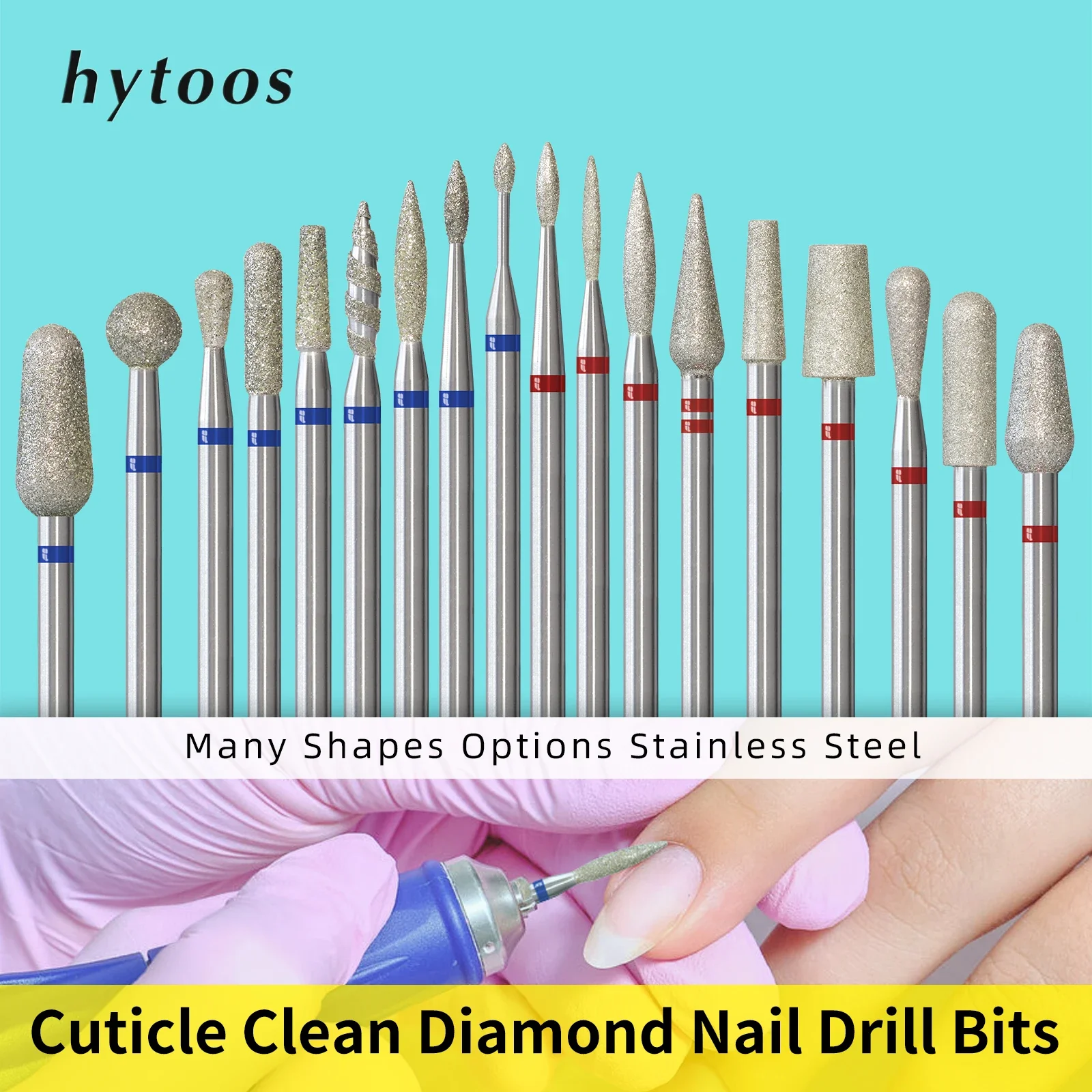 HYTOOS Nagelhautreinigungs-Diamant-Nagelbohrer, russische Nagelbits, professionelle Sicherheit unter dem Nagelreiniger für abgestorbene Nagelhaut