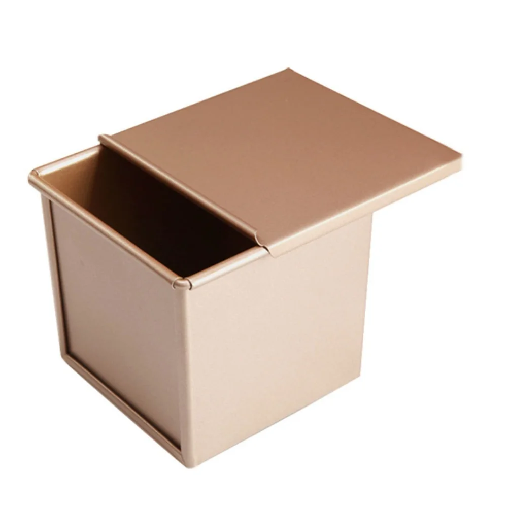 Carbon Steel Loaf Pan with Square Profile and Sliding Lid for Baking Uniform Toast Slices and Dense Bread Loaves