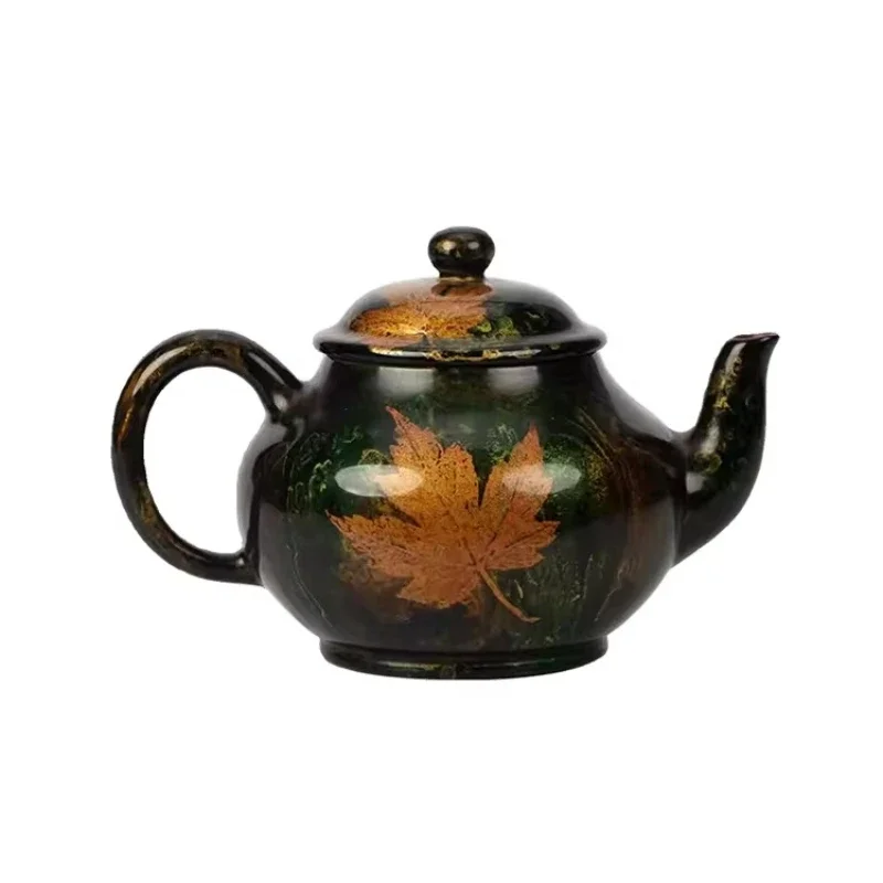 Handmade traditional maple purple clay pot, home brewing teapot fashionable natural lacquer gift