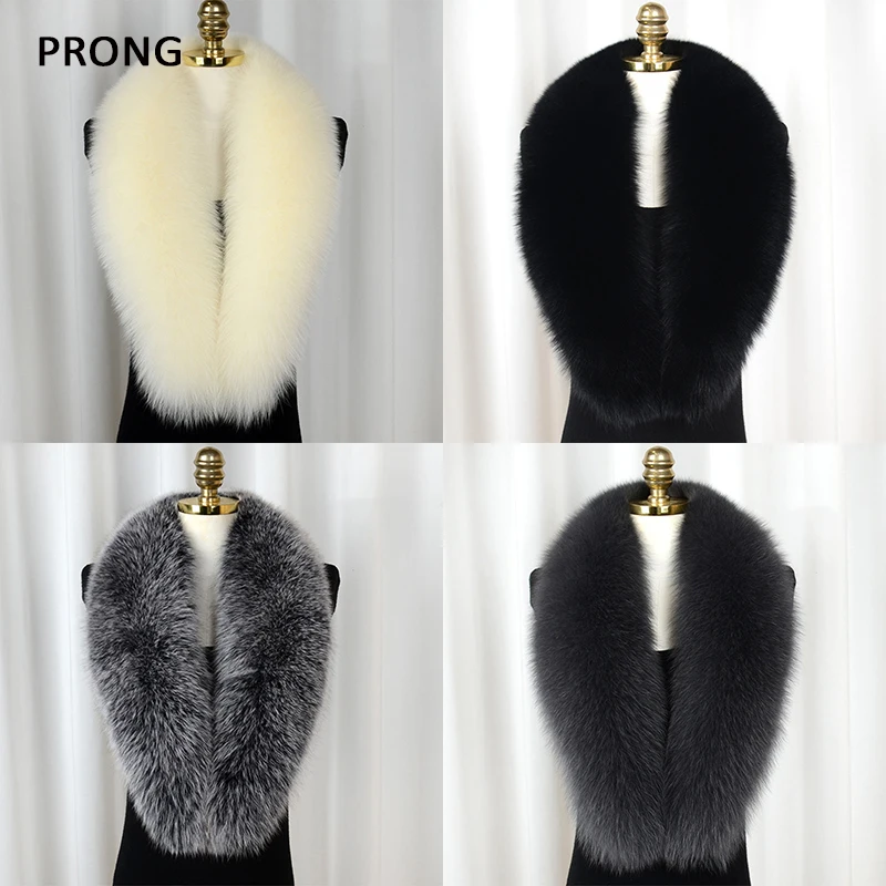 

Large Real Fox Fur Collar Down Jacket Parkas Coat Natural Fur Scarf Women Luxury Plush Shawl Wraps Winter Neck Warmer Scarves