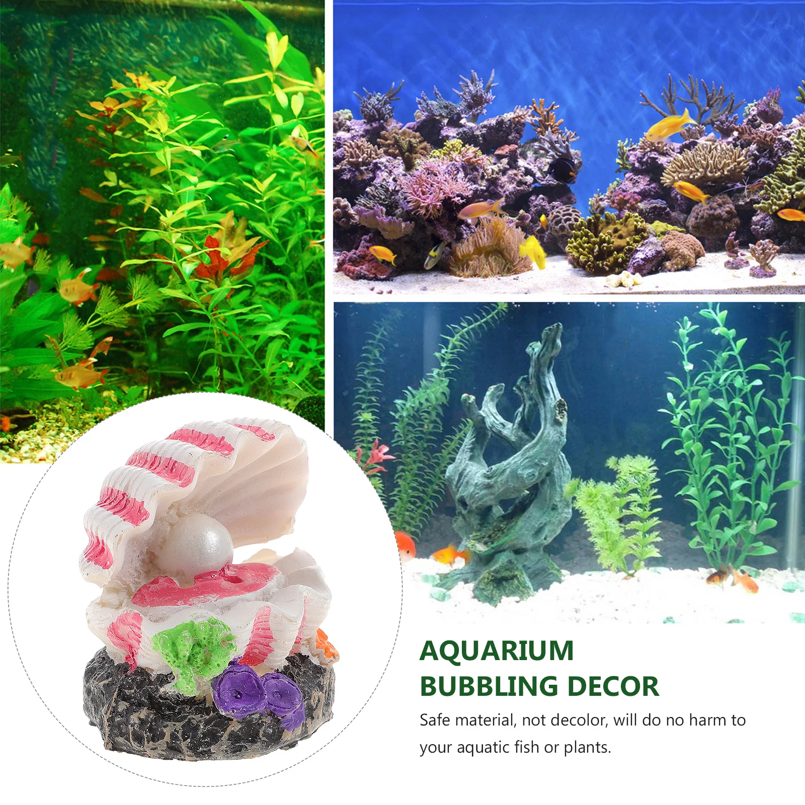 

1Pcs Air Bubble Stone Sea Shell Shape Durable Resin Aquarium Ornament Fish Tank Decoration Bubble Pearl Shell Natural Scenery