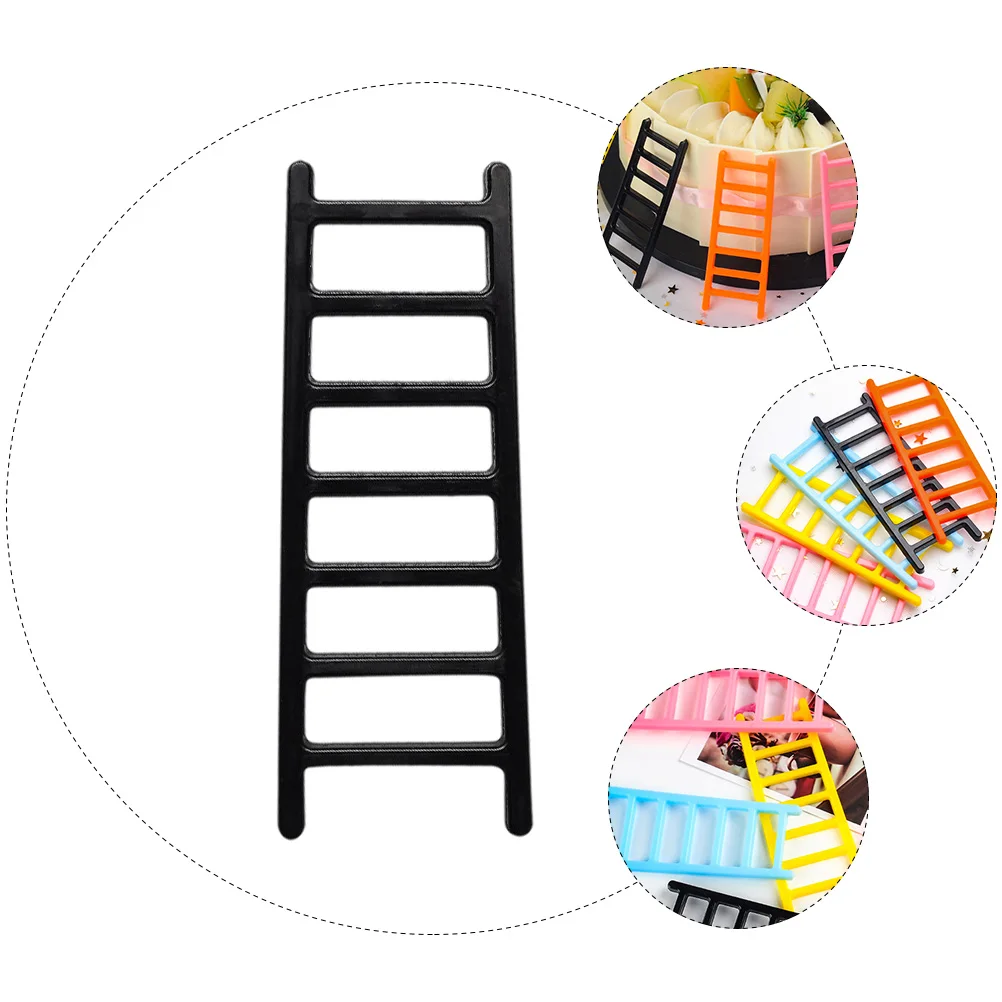 

10pcs Cake Decoration Ladder Shape Topper Food Grade Plastic Safe for Desserts Birthday Party Supplies Colorful Tiny