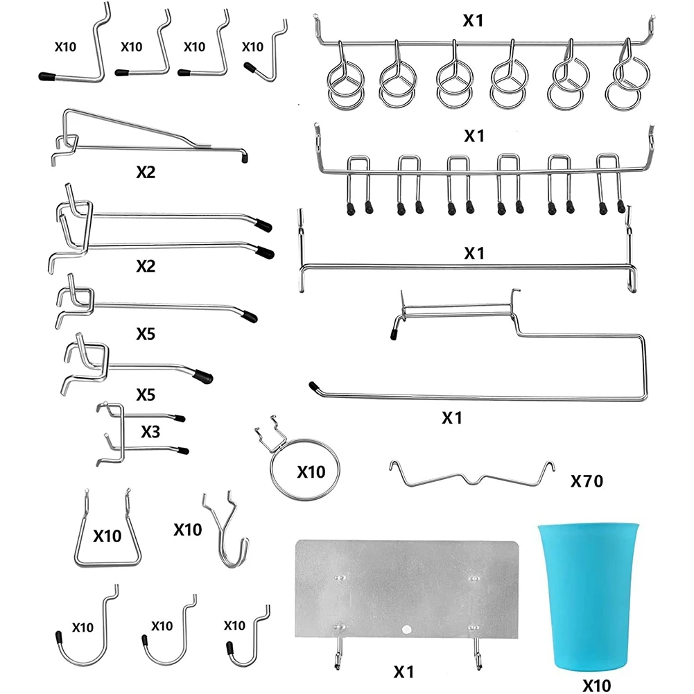 Pegboard Hooks Assortment, Plastic Bins, Peg Locks for Organizing Storage System, 202 PCS,70 of Which are Locks