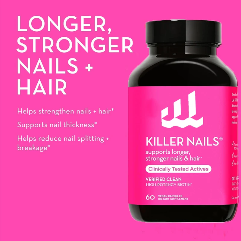 

Killer Nails - Supports Longer, Stronger Nails and Hair - Efficient Vegetarian Biotin Promotes Growth and Health (60 Capsules)