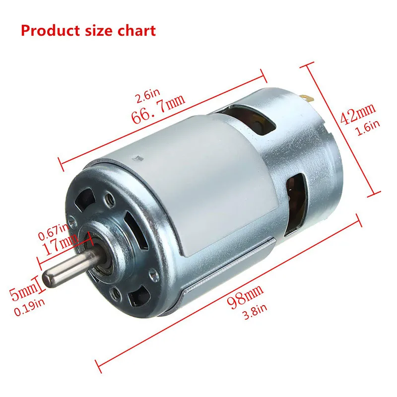 Imagem -05 - Motor de Eixo 775 dc 12v24v 12000 Rpm Mini Motor Elétrico com Rolamento de Esferas Grande Torque Eixo de Alta Potência para Gravador Cnc 3018