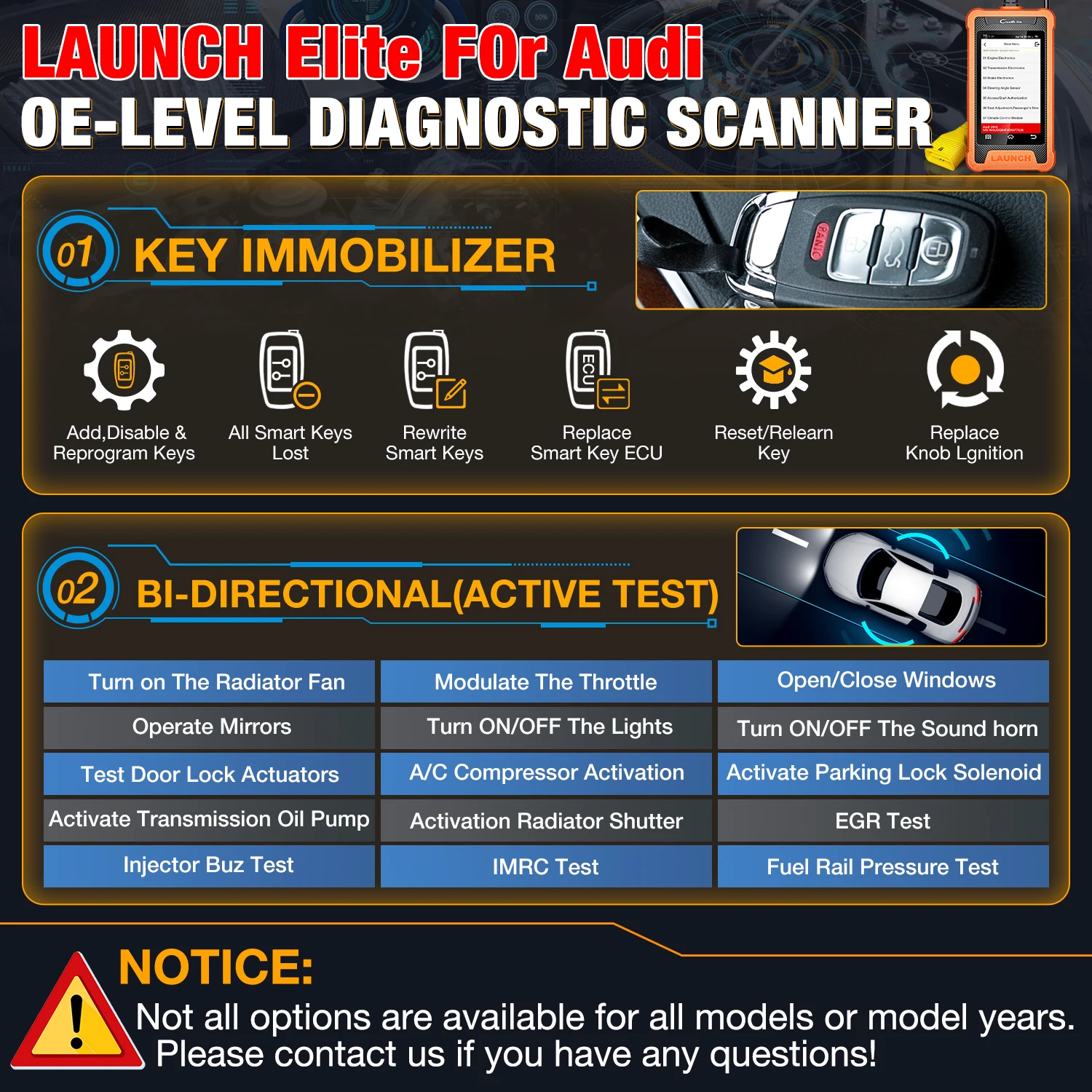 【for VW,Audi】2025 LAUNCH X431 Creader Elite for VW,Audi Professional Bi-Directional Scanner,ECU coding car Diagnostic Tool