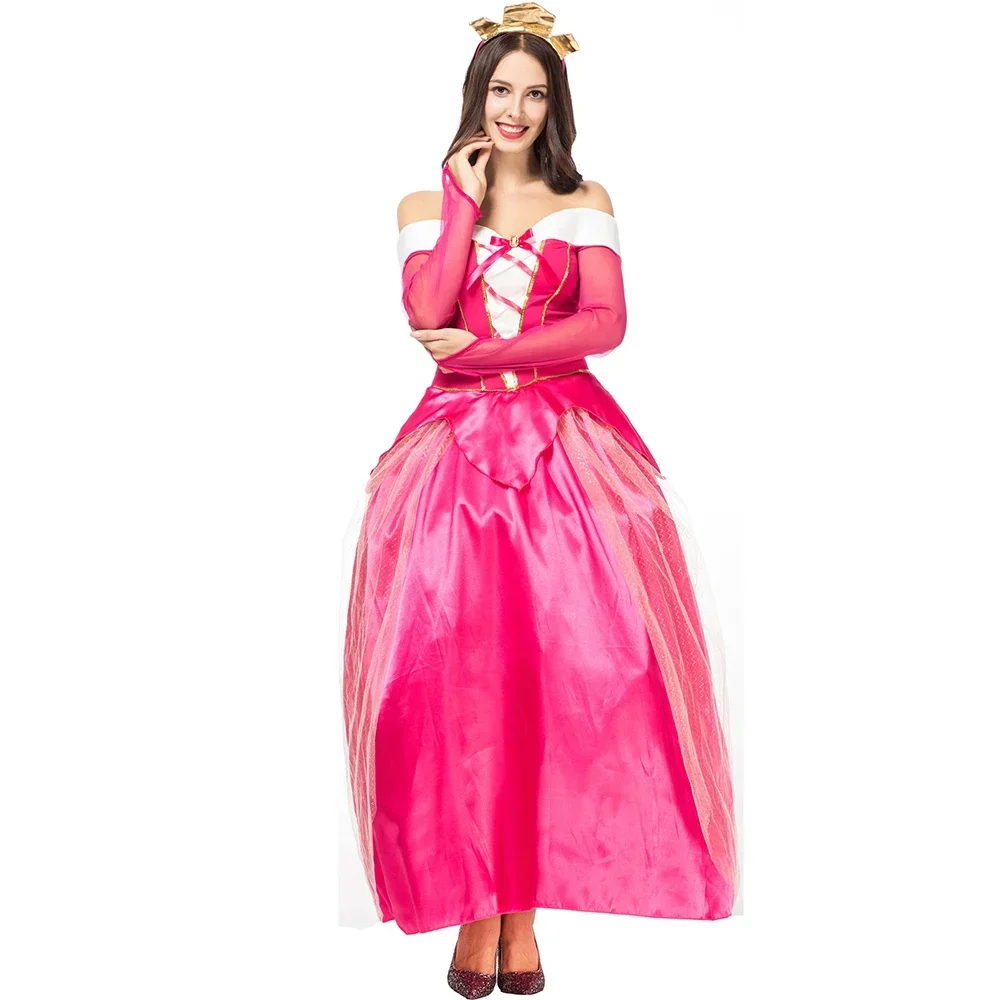 

Pink Long Sleeve Aurora Sleeping Beauty Princess Dresses Halloween Cosplay Sleeping Beauty Princess Aurora plays Costume
