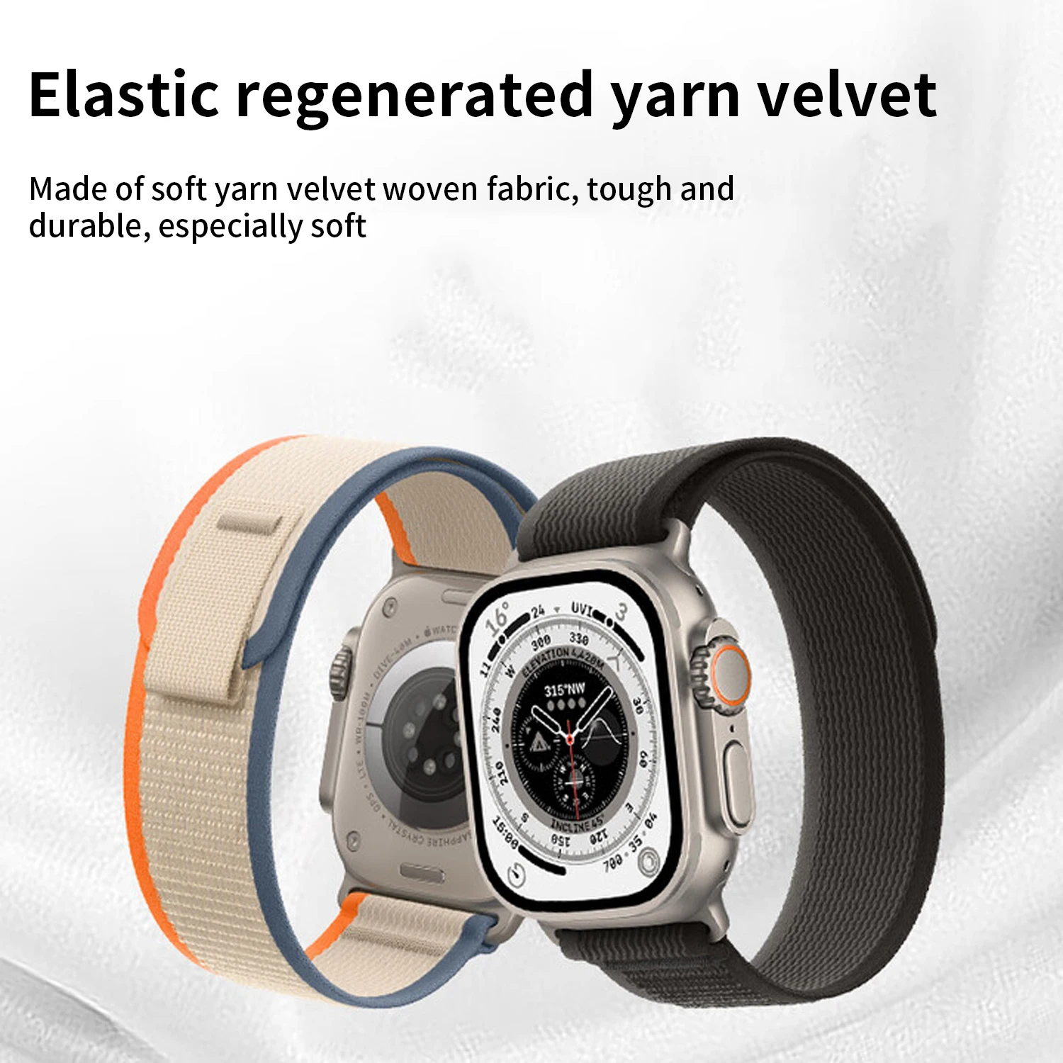 Jincor New High Quality Nylon Strap Trail Loop Natural Titanium Finish Strap For Apple Watch 10 Ultra2 9 8 Band Iwatch 46MM 49MM