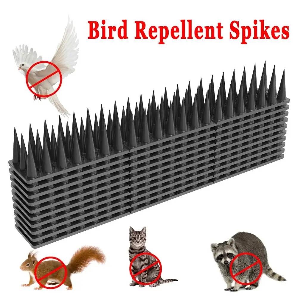 

8/12pcs Anti Climb Bird Scarer Repeller Long Lasting Waterproof Anti Bird Spike Strip Rectangle Black Bird Defender Spikes