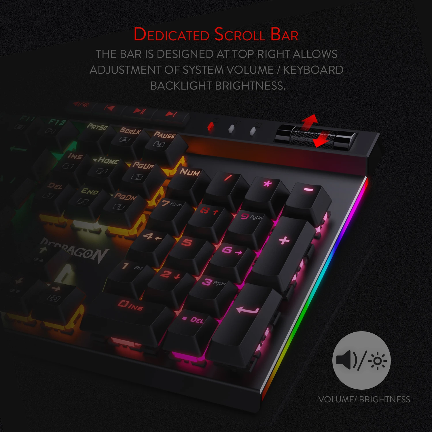 Redragon K580 VATA RGB 104 Keys LED USB Backlit Mechanical Gaming Wired Backlight Computer Keyboard Anti-ghosting with Macro Key