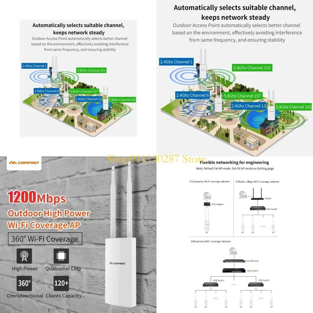 

J1HC 1200Mbps 2 Antenna Wireless Amplifier Wifi Extender CFEW72 Repeater
