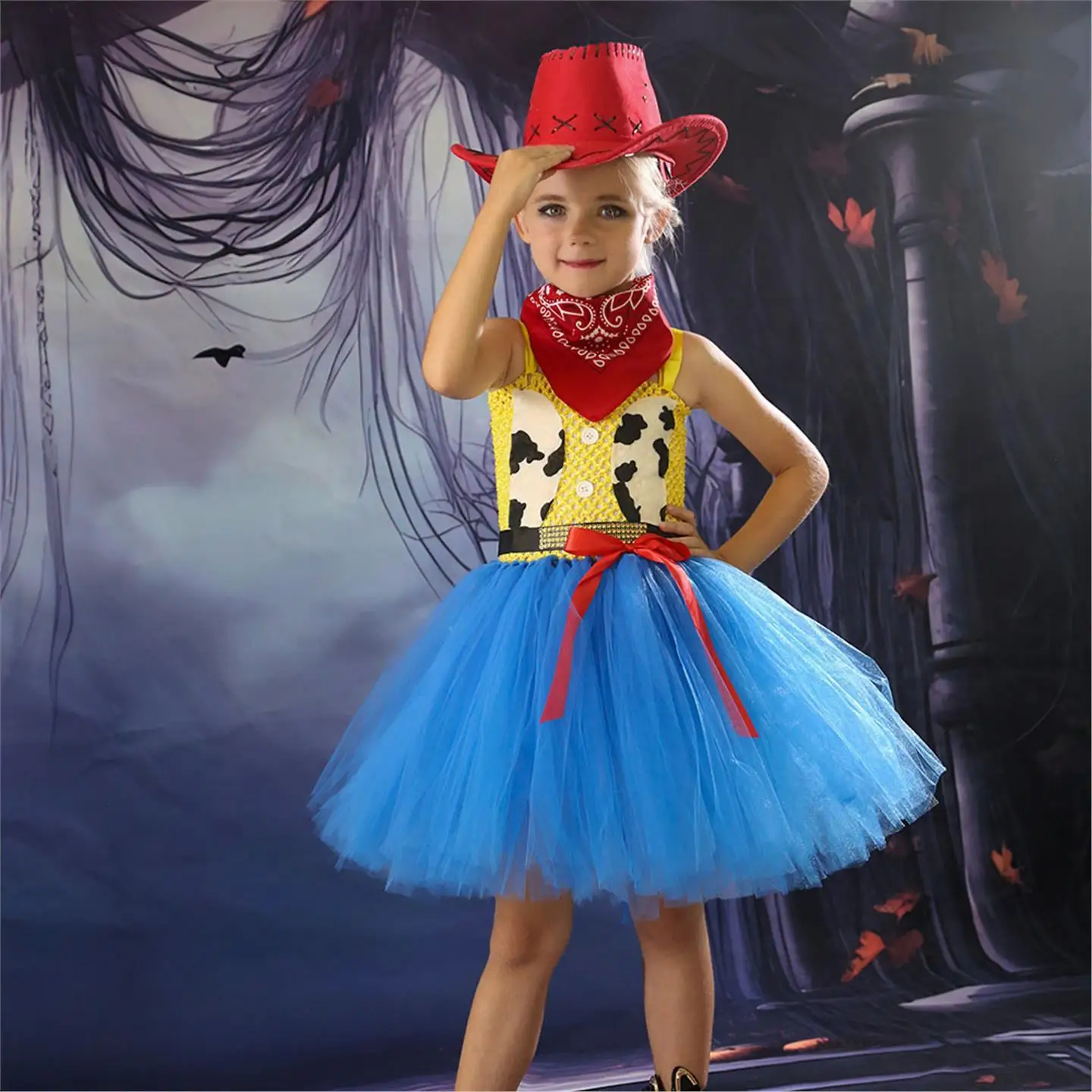 ชุดกระโปรงคาวบอยเด็ก Princ Skirt Costume Toy S Hossidy สำหรับวันฮาโลวีน กระโปรงพองสไตล์จีน ทำจากวัสดุ PU สำหรับเล่นบทบาทสมมติ