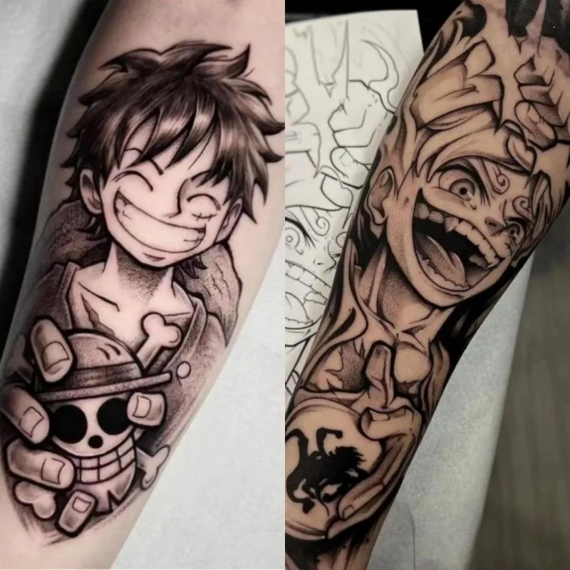 One Piece Luffy Tattoo Stickers Anime Herbal Water Transfer Stickers Adult Body Art Durable Non Fading Arm Fake Tattoo Toy Gifts