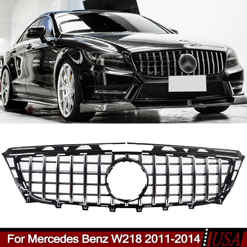 

GT Style Front Racing Grille without Camera Hole For Mercedes-Benz W218 C218 X218 CLS350 2011-2014 Grills Chrome with Black