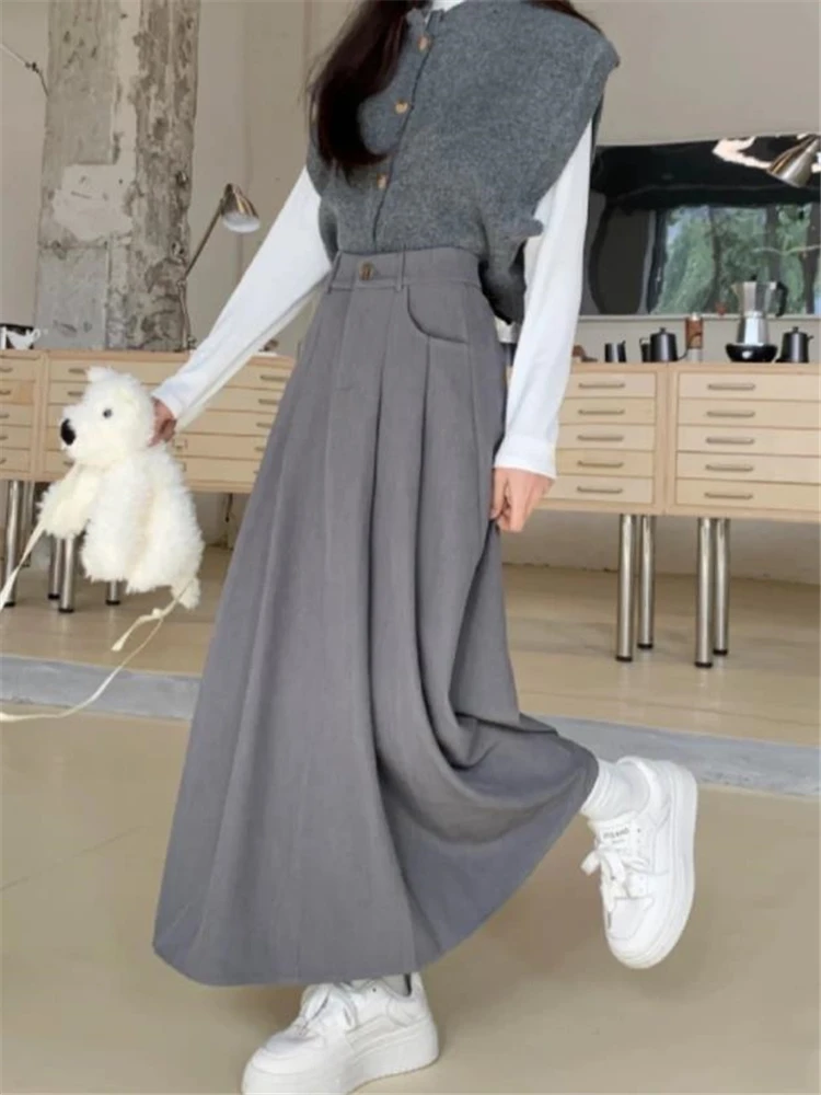 Women Skirts Spring Pleated Length Solid Simple Classic Graceful Popular Newly Young Stylish Cool Korean Style Hot Sale