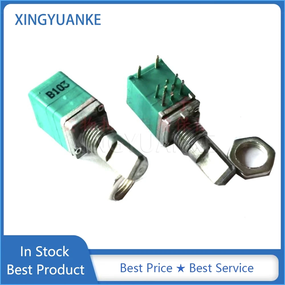5 Stück RV097NS RK097 Typ Doppel-Potentiometer mit Schalter, 8-Pin B10K, einstellbarer Lautstärkeregler B103, Leistungsverstärker-Potentiometer, D-Wellenlänge 15mm