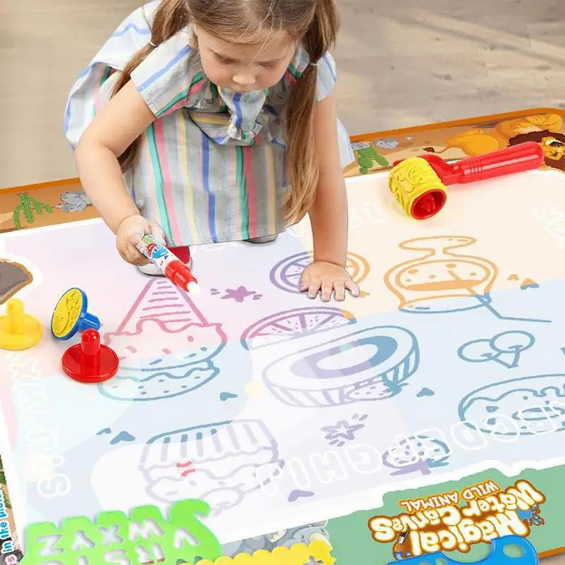 Coloring Doodle Magic Water Drawing Mat With Reusable Magic Pens Montessori Painting Board Educational Toys Kids Holiday Gifts