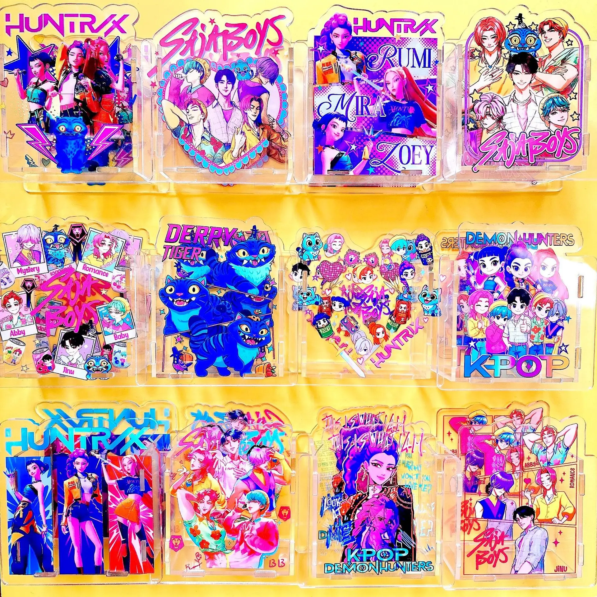 

Anime Kpop Demon Hunters Pen Holder Cartoon Pattern Print Acrylic DIY Assembly Storage Box Student Learning Stationery Supplies