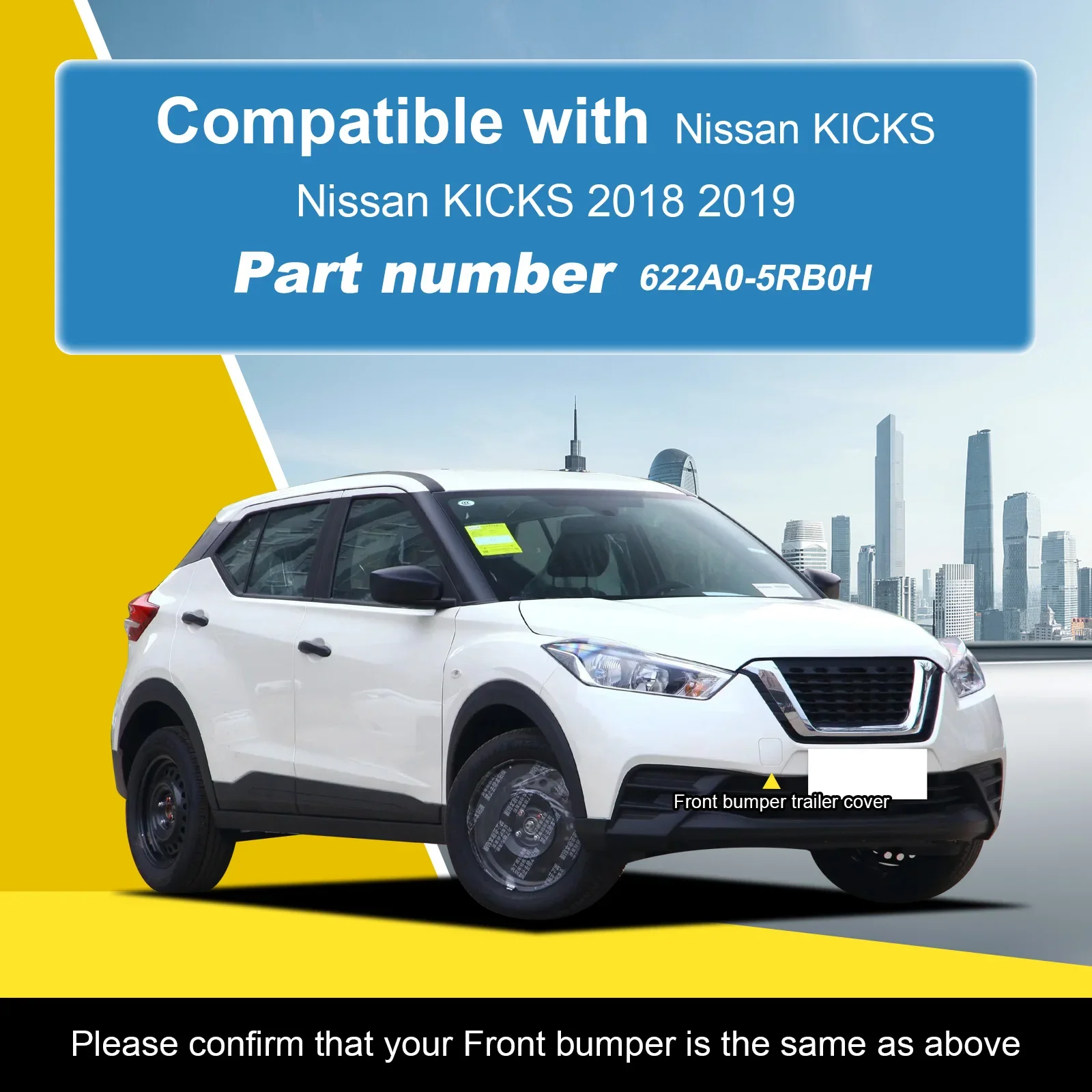 Para Nissan KICKS 2018-2019, Tapa de la Cubierta del Gancho de Remolque del Parachoques Delantero, Pieza de Repuesto Original 622A05RB0H