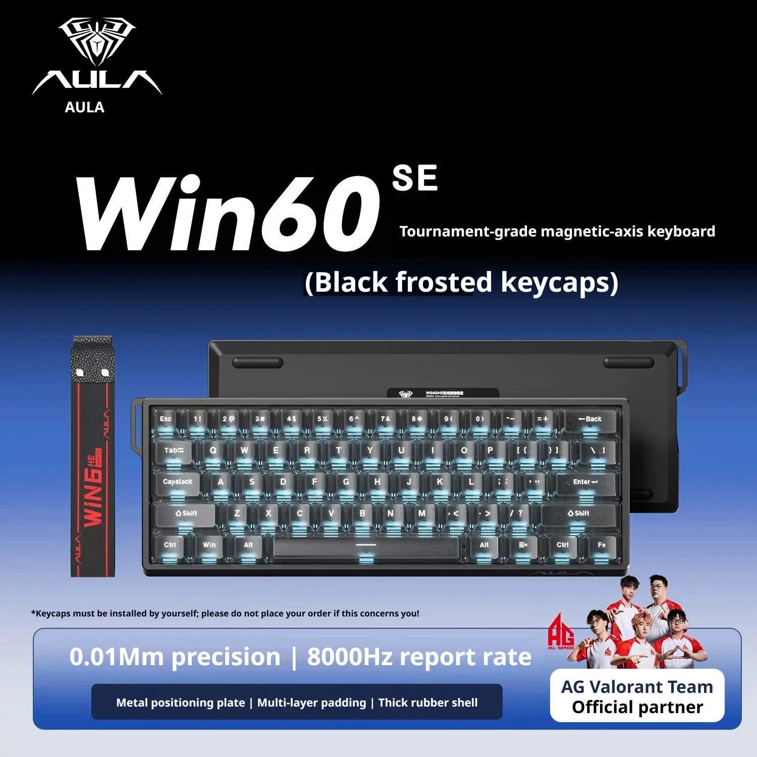 AULA WIN60HE Magnetic Switch Keyboard Rapid Trigger 8K Return RGB Light 60% Gaming Keyboard