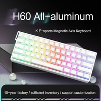 H60 Aluminum Pile Magnetic Axis Gaming Keyboard Controller Customized 61 Transparent Crystal Keycap Wired Rgb Keyboards