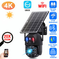 4K Dual Lens Wifi PTZ IP Security Camera Auto Tracking Outdoor 20X Zoom Wireless Solar Power Surveillance Camera Two Way Audio