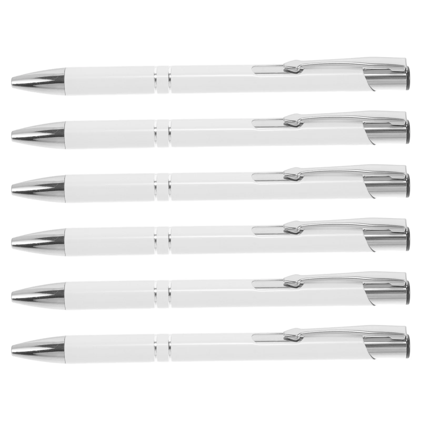 

6pcs Metal Ballpoint Pens Retractable Writing Smoothly Classroom Stationary Black School Pen Gifts