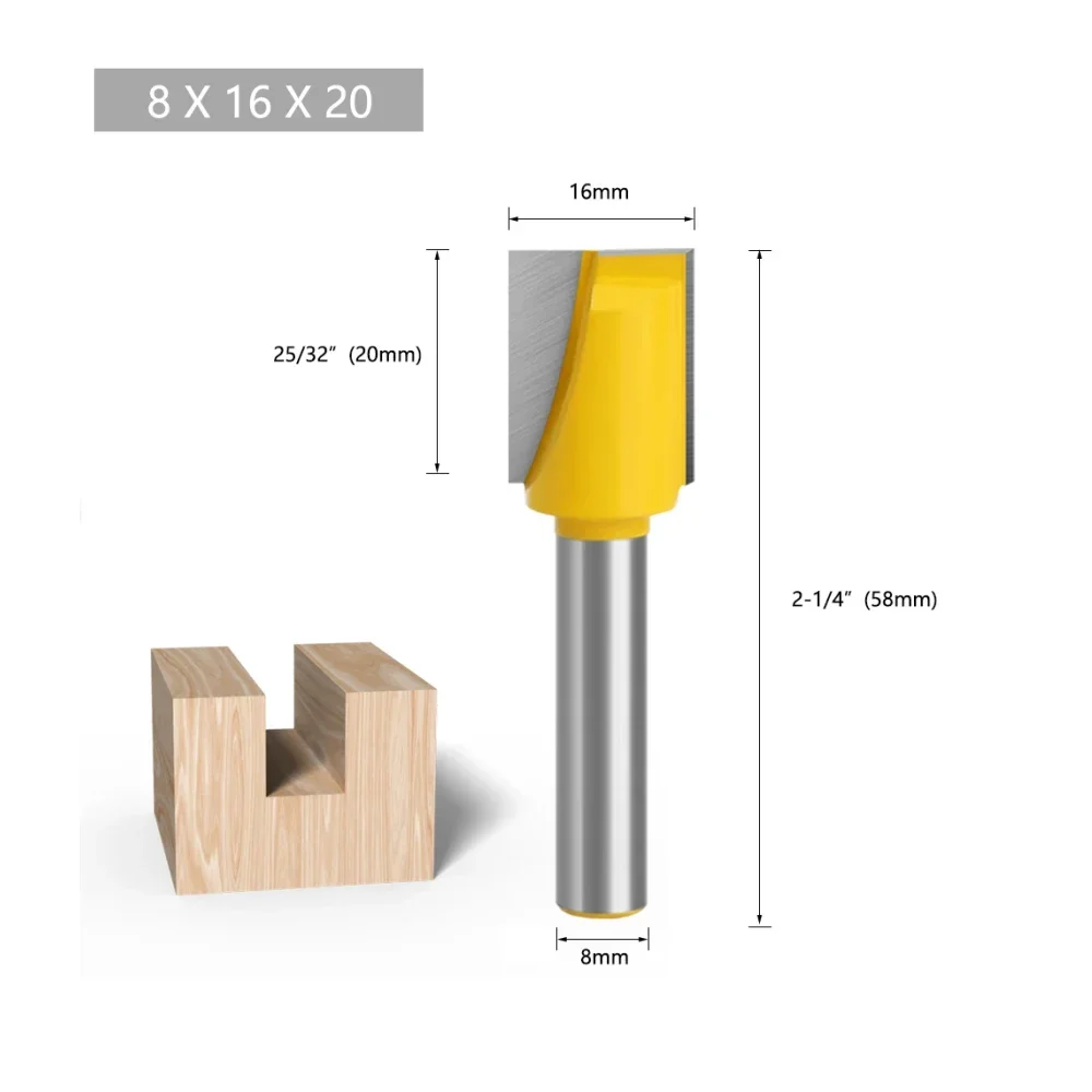 AURWOF 8mm Schaft 4-teiliges Fräser-Set für Bündigfräsen und Musterfräsen, Hartmetall-Holzfräswerkzeug für Vorlagen- und Kantenbearbeitung MC02032T4A – Detail 8