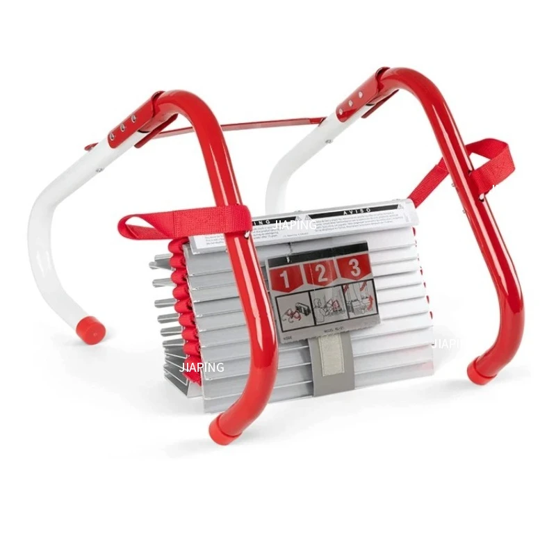 مناسبة مع سلم هروب من الحريق من الألومنيوم مكون من طابقين، نافذة طوارئ قابلة للسحب، أمان من الحرائق بطول 4 أمتار