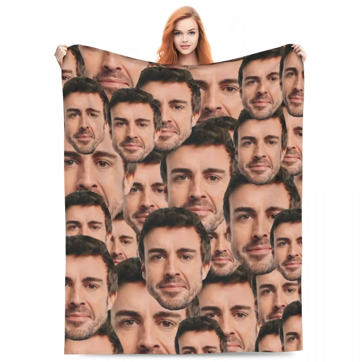 Fernando Alonso Head Blanket Fleece Textile Decor Funny Cozy Ultra-Soft Throw Blanket for Sofa Travel Bedspread