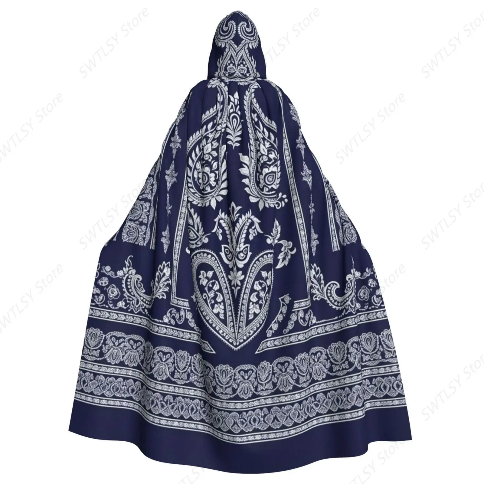 Women Men Hooded Cloak Robe Compatible with Blue, Halloween Cosutme Cape Halloween Wizard Cosplay