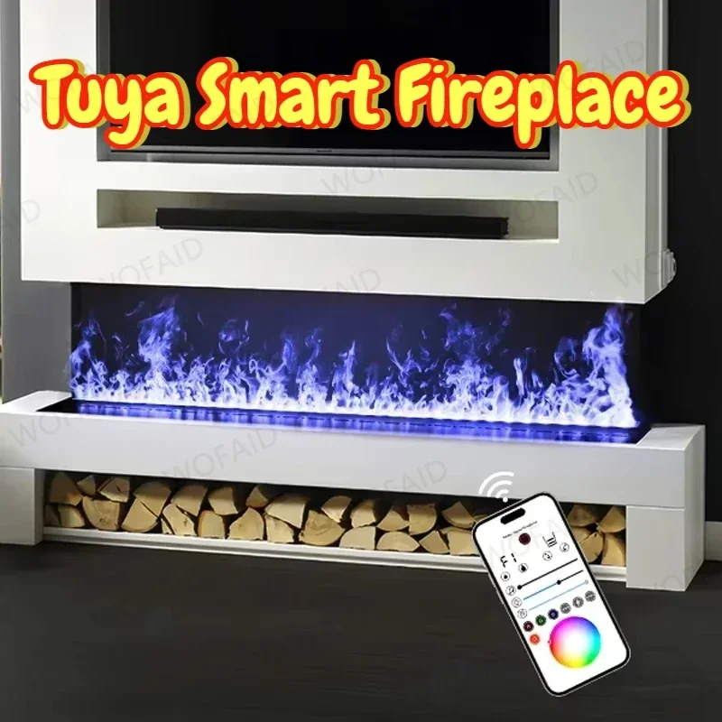 

Indoor Decoration APP Control Smart Home LED Fireplace Multicolor Touchable Flame Embedded Steam 3D Atomizing Electric Fireplace