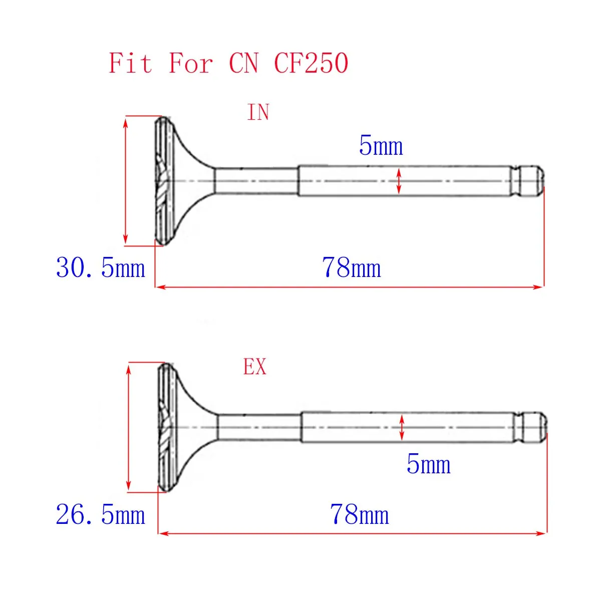 Intake Exhaust Valve For CF250 CN250 250CC Jonway Kazuma Cfmoto Kinroad ATV Scooter Buggy Parts
