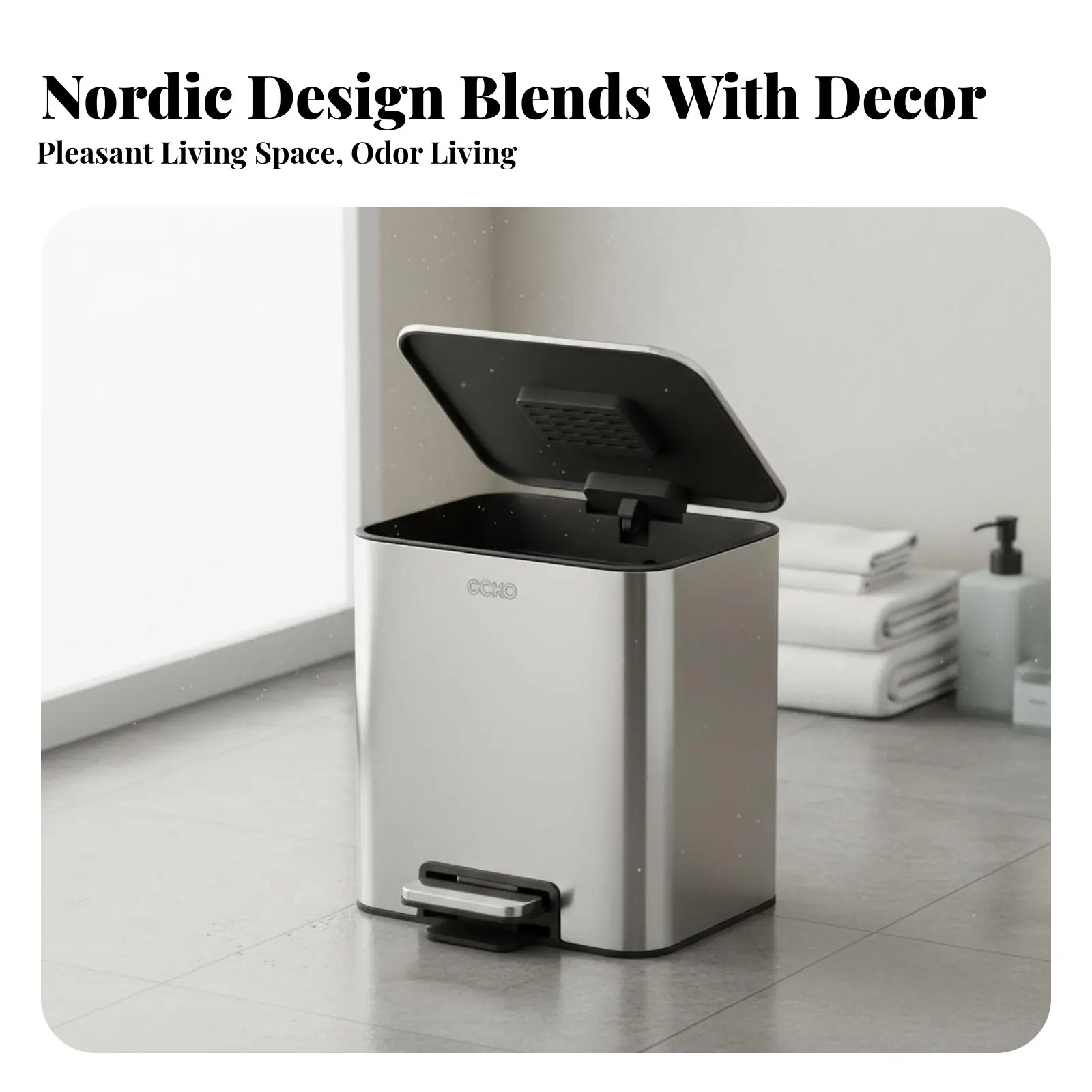 

Foot Pedal Trash Can Hands-Touchless Functionality Stainless Steel Step Bin Lidded Garbage Can Soft Close Lid Stainless Steel