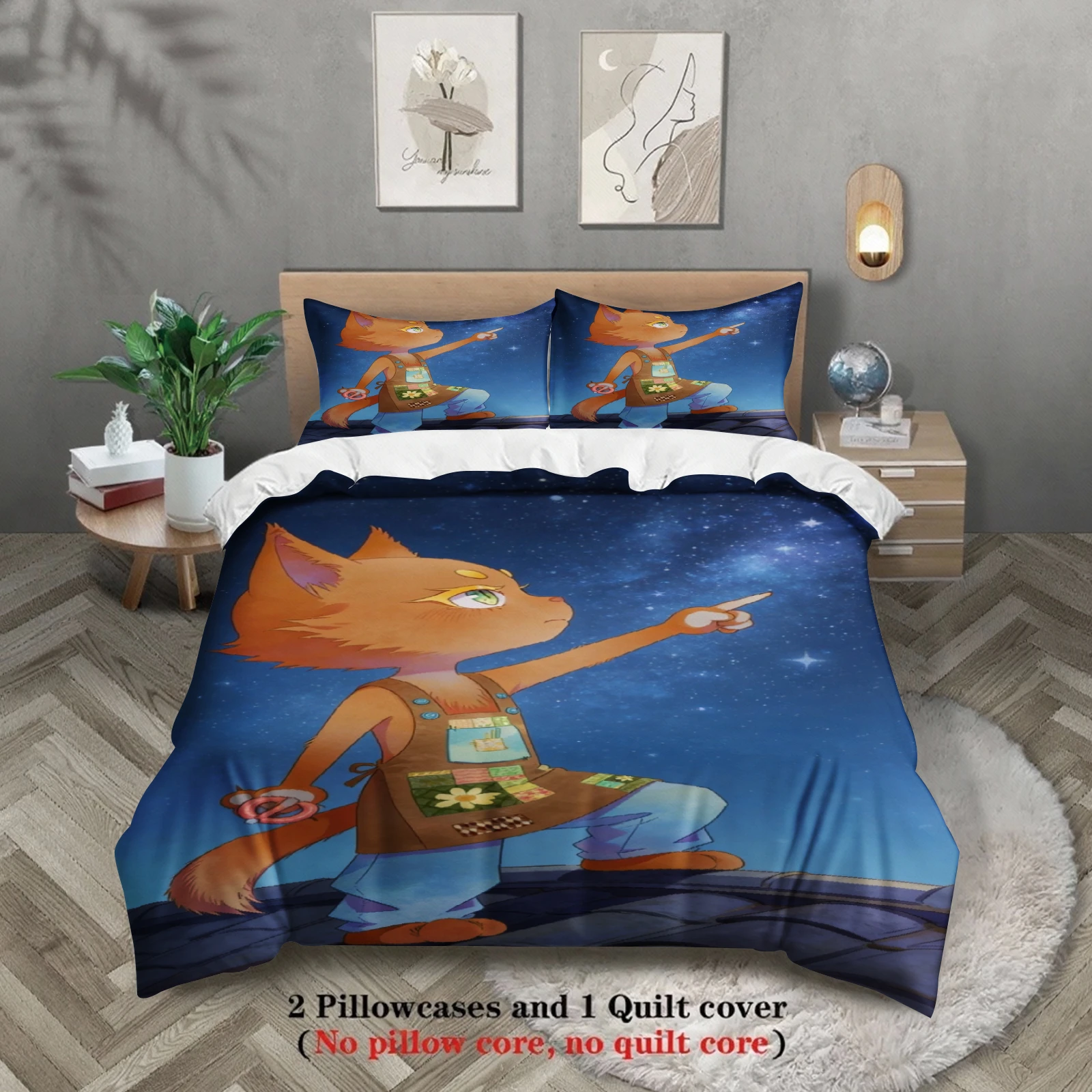 Softville Cozy Town Cute Fern the Quilt Fox Bedding Set With Duvet Cover & Pillowcase For Children's Bedroom Decor