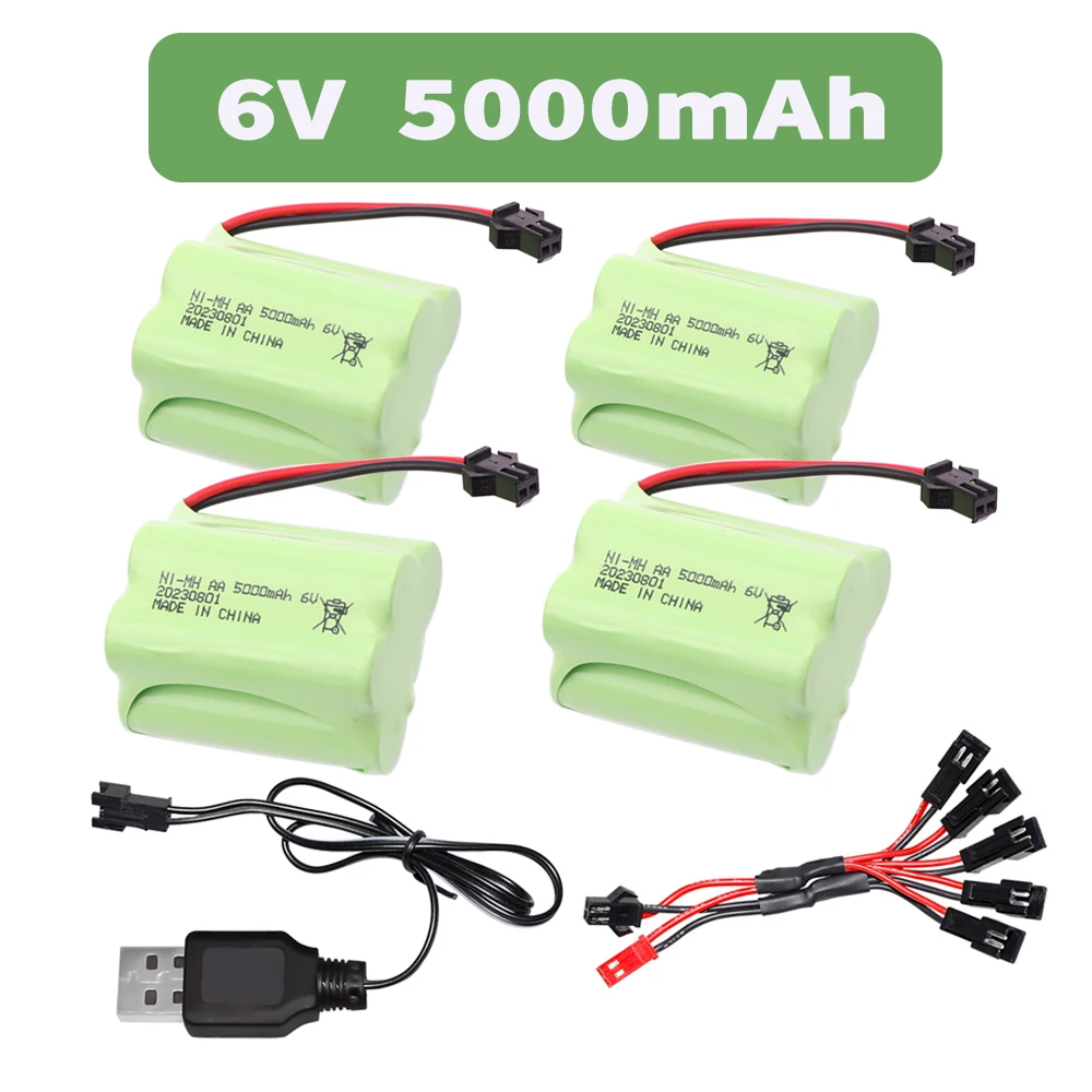 

6V 5000mAh NI-MH Battery with SM PLUG For RC Cars Robots Tanks Gun rc Boats parts AA 2400mah 6v NiMH Rechargeable Battery Pack