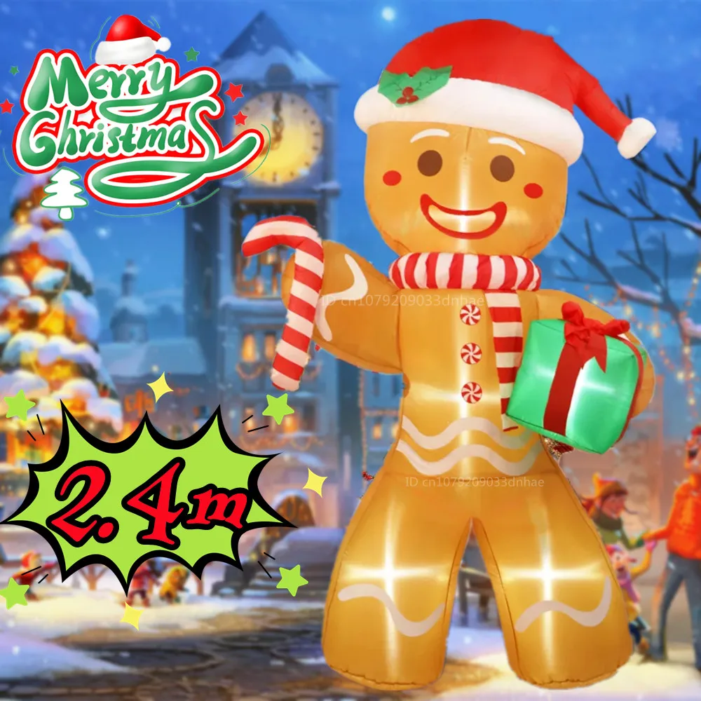 

Пряничный человечек, рождественский надувной снеговик/олень для пожилых людей со светодиодной подсветкой для наружного использования, внутреннего двора, лужайки, сада, рождественские украшения