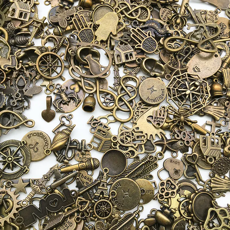 Vintage Color Mixed 20/30/50pcs Multi Styles Random Antique Bronze Charms Pendant Beads Handmade For DIY Jewelry Making Findings