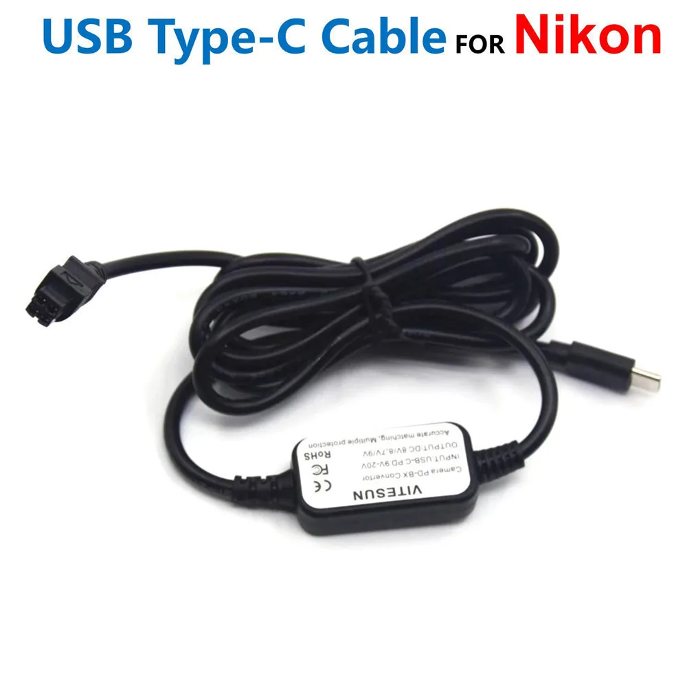 

EH-5 EH5A USB Type-C Power Bank Cable For Nikon EP-5 EP-5A EP-5C DC Coupler and D700 D300s D100 D90 D80 D70 Camera